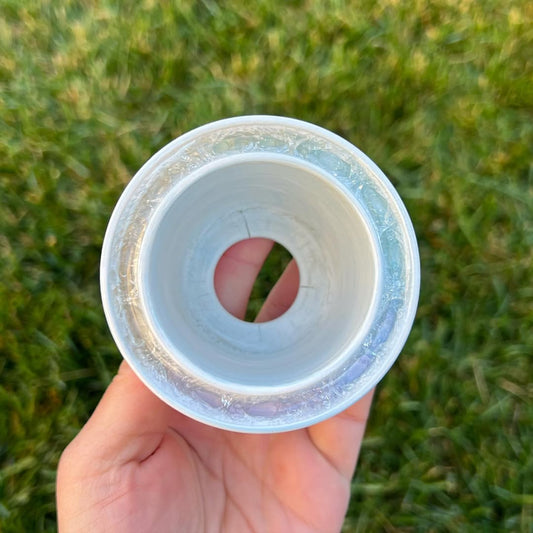 July Glass Art Baby Blue Swirl Planter