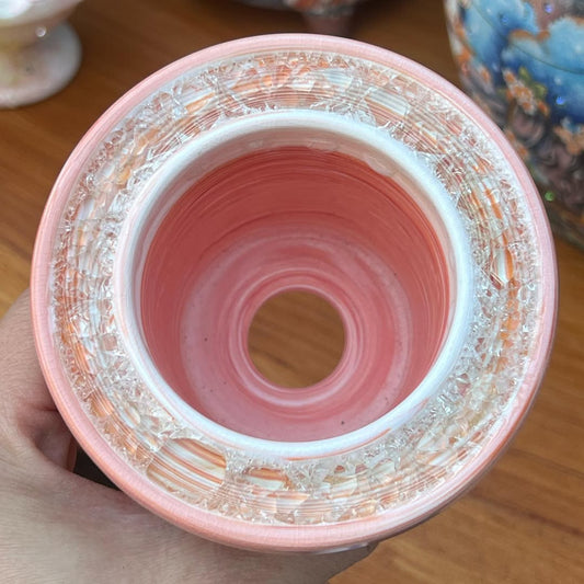 July Glass Art Sunset Coral Rainbow Large Size Planter