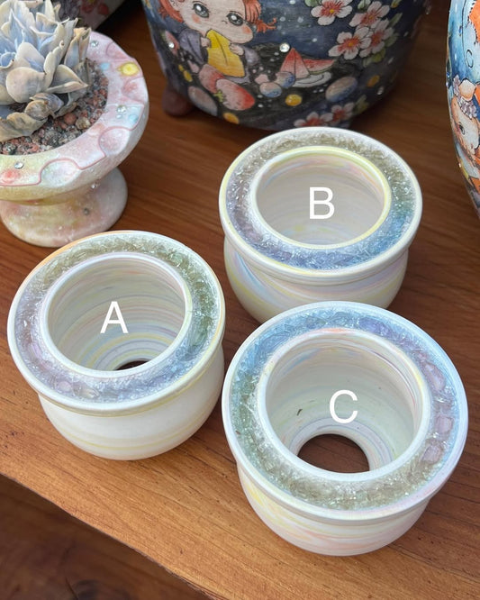 July Glass Art Soft Rainbow Round Shape Planter