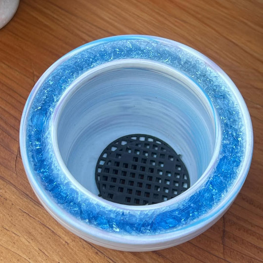 July Glass Art Subtle Oceanic Rainbow Large Size Planter