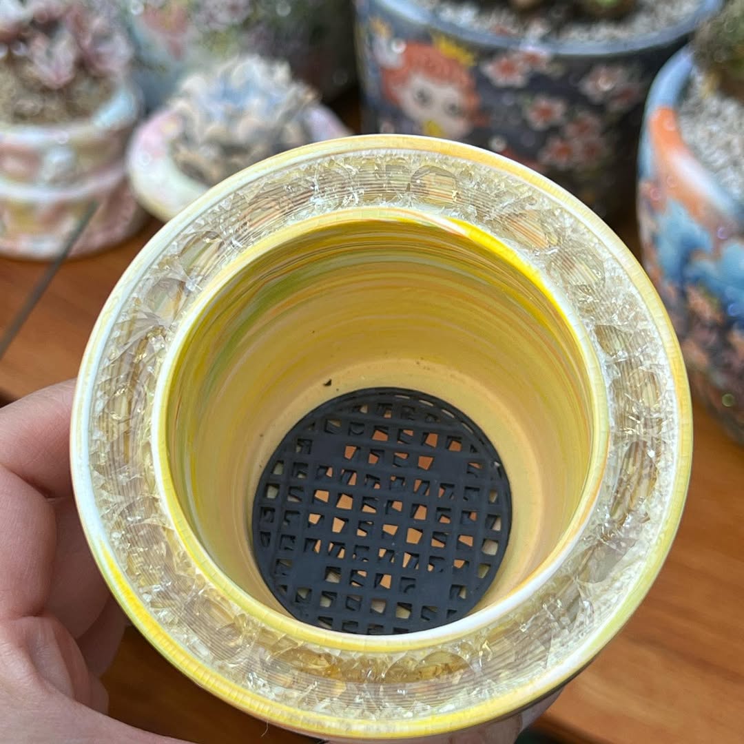 July Glass Art Lemon Twist Large Size Planter