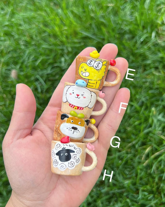 Hand Drawn Animal Mug Garden Decor Miniature Planter