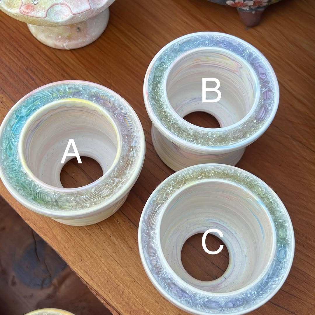 July Glass Art Rainbow Swirl Pastel Delight Planter