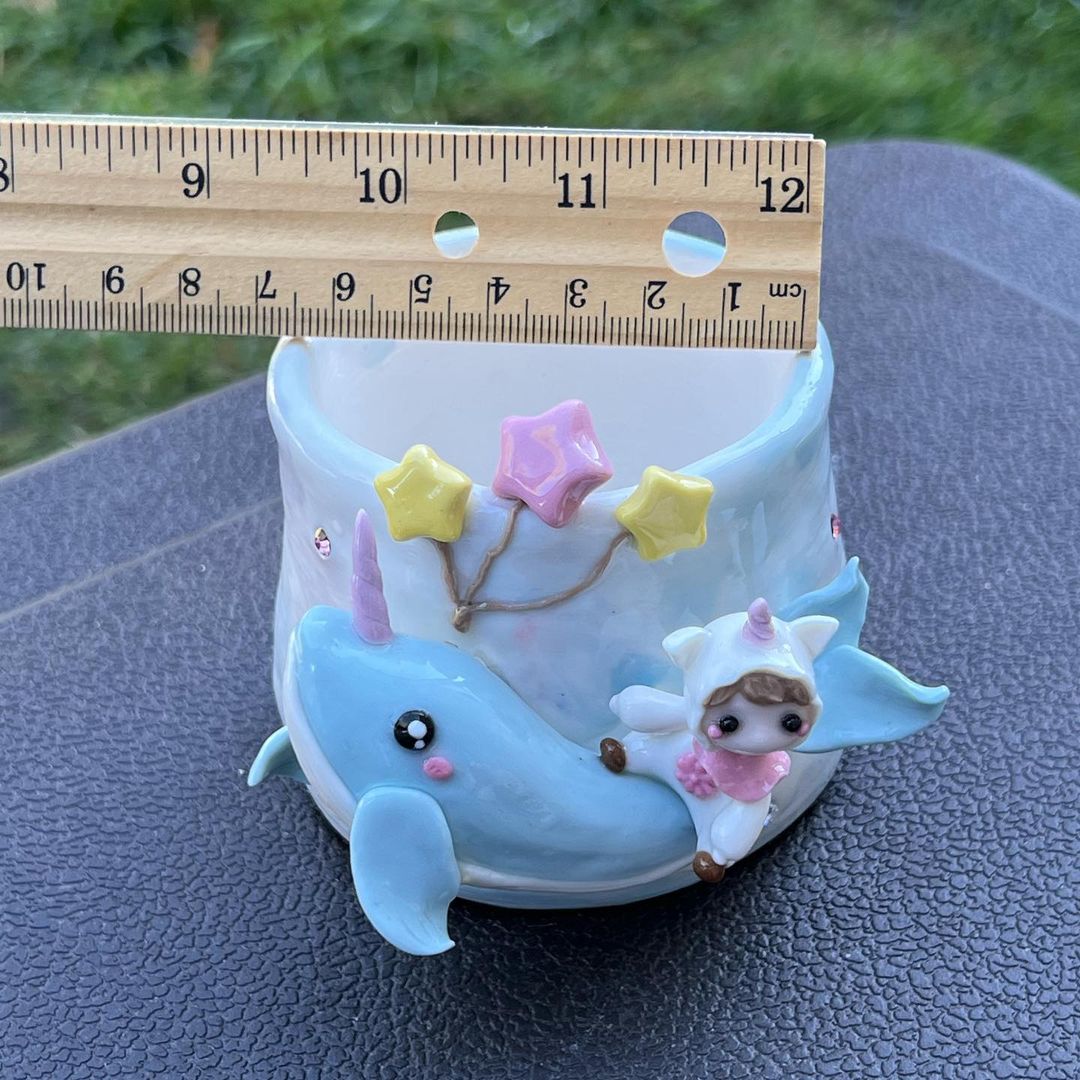 Sky Blue Narwhal and Stars Planter
