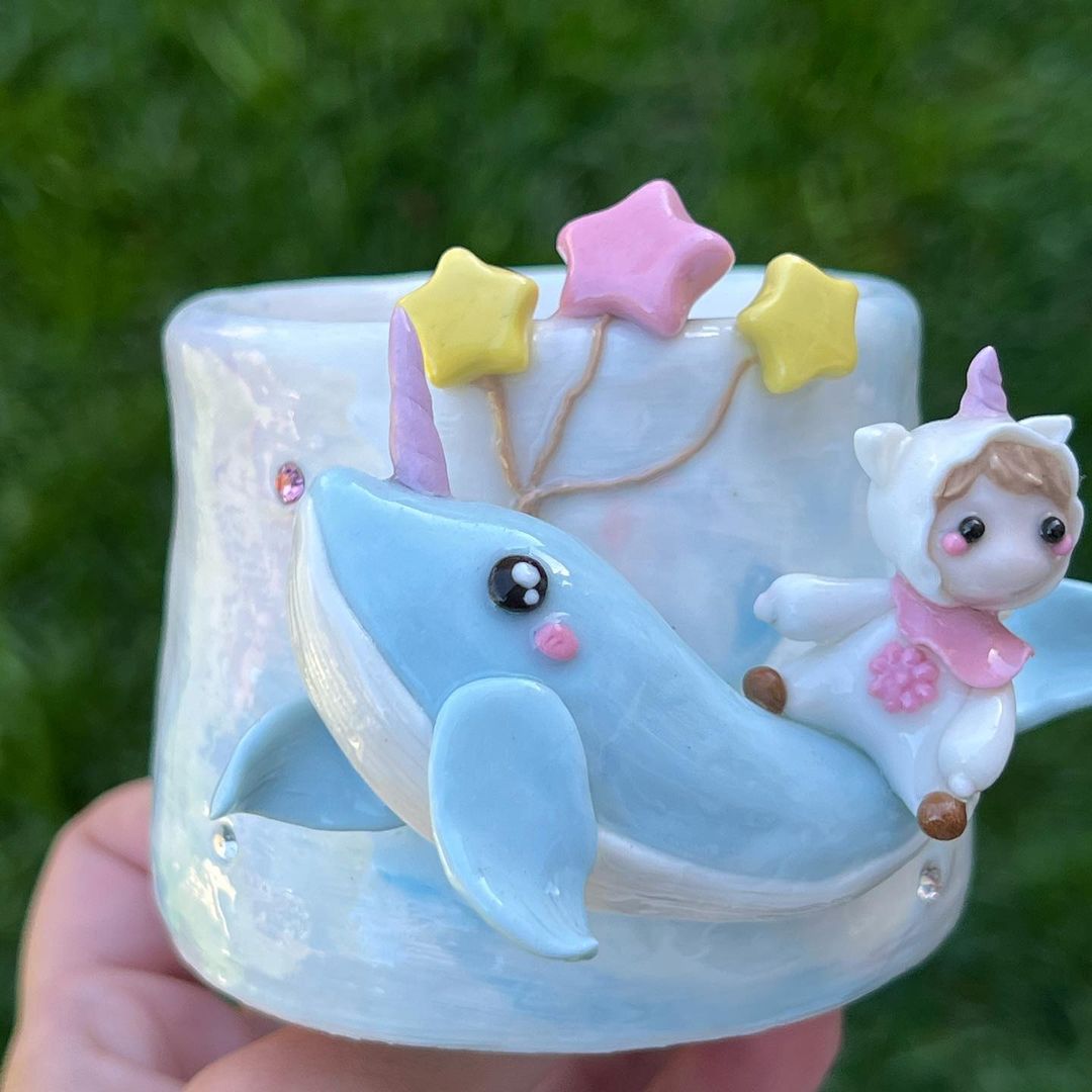 Sky Blue Narwhal and Stars Planter