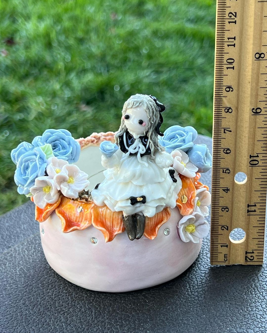 Victorian Doll with Floral Bloom Planter