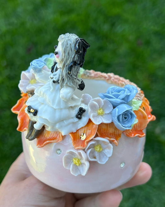 Victorian Doll with Floral Bloom Planter