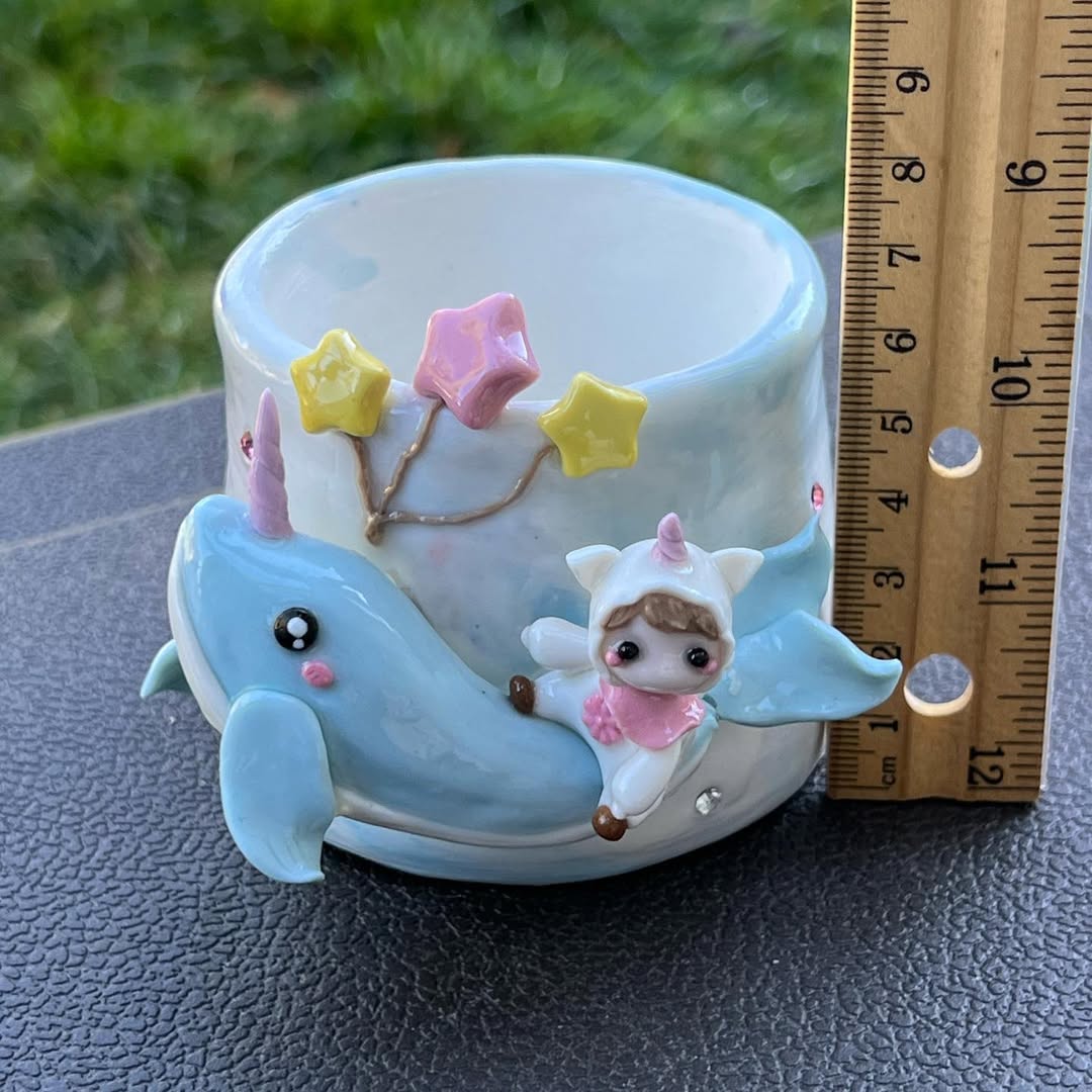 Sky Blue Narwhal and Stars Planter