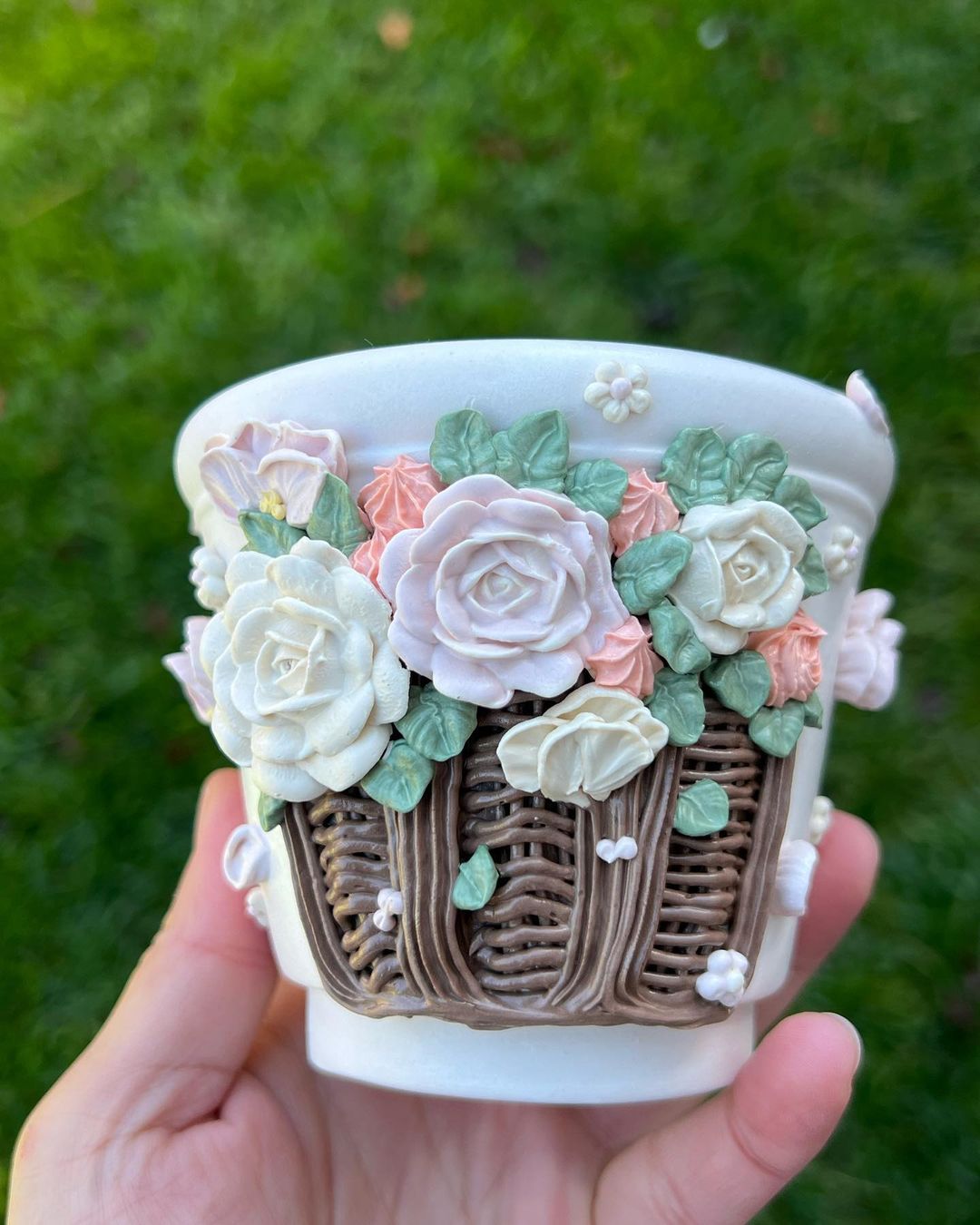 Rosy Bloom Garden Basket Planter