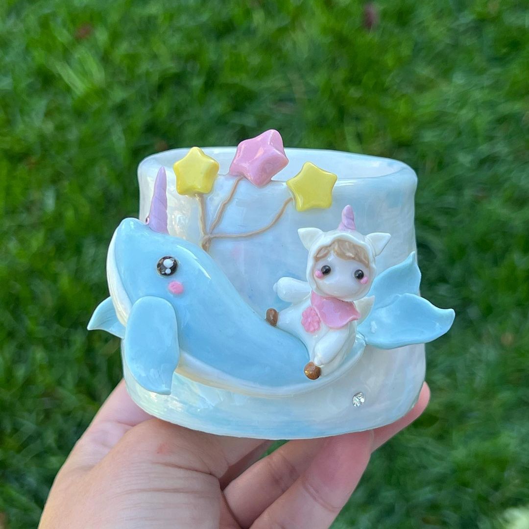 Sky Blue Narwhal and Stars Planter