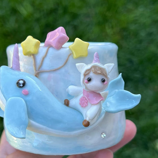 Sky Blue Narwhal and Stars Planter