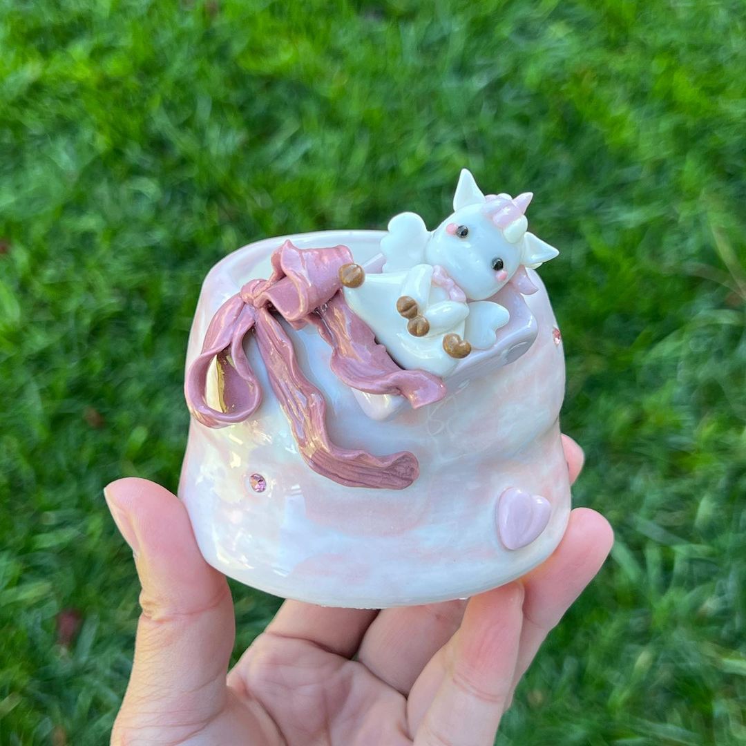 Unicorn With Big Pink Bow Planter