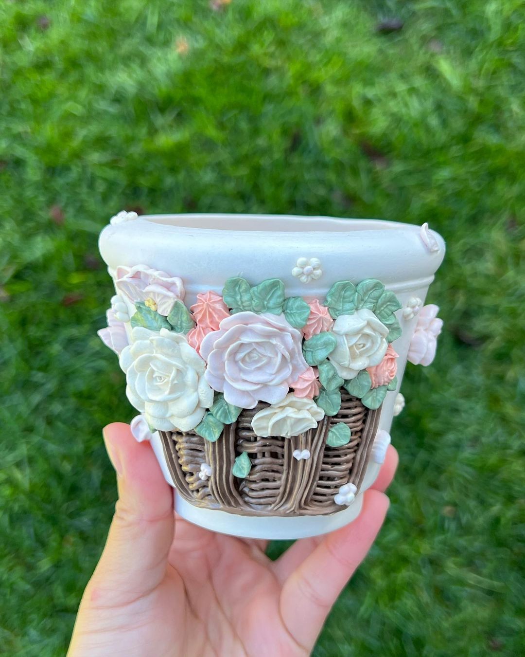 Rosy Bloom Garden Basket Planter