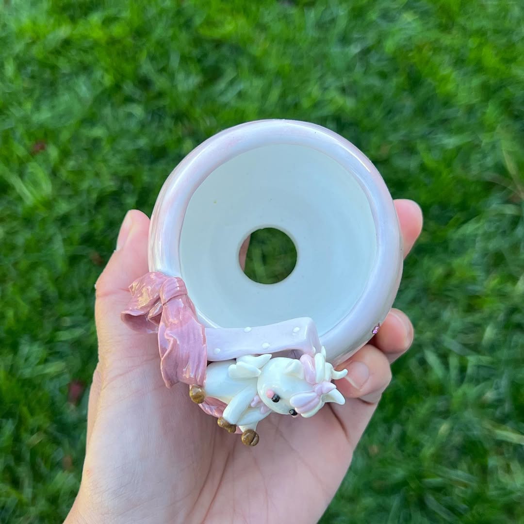 Unicorn With Big Pink Bow Planter
