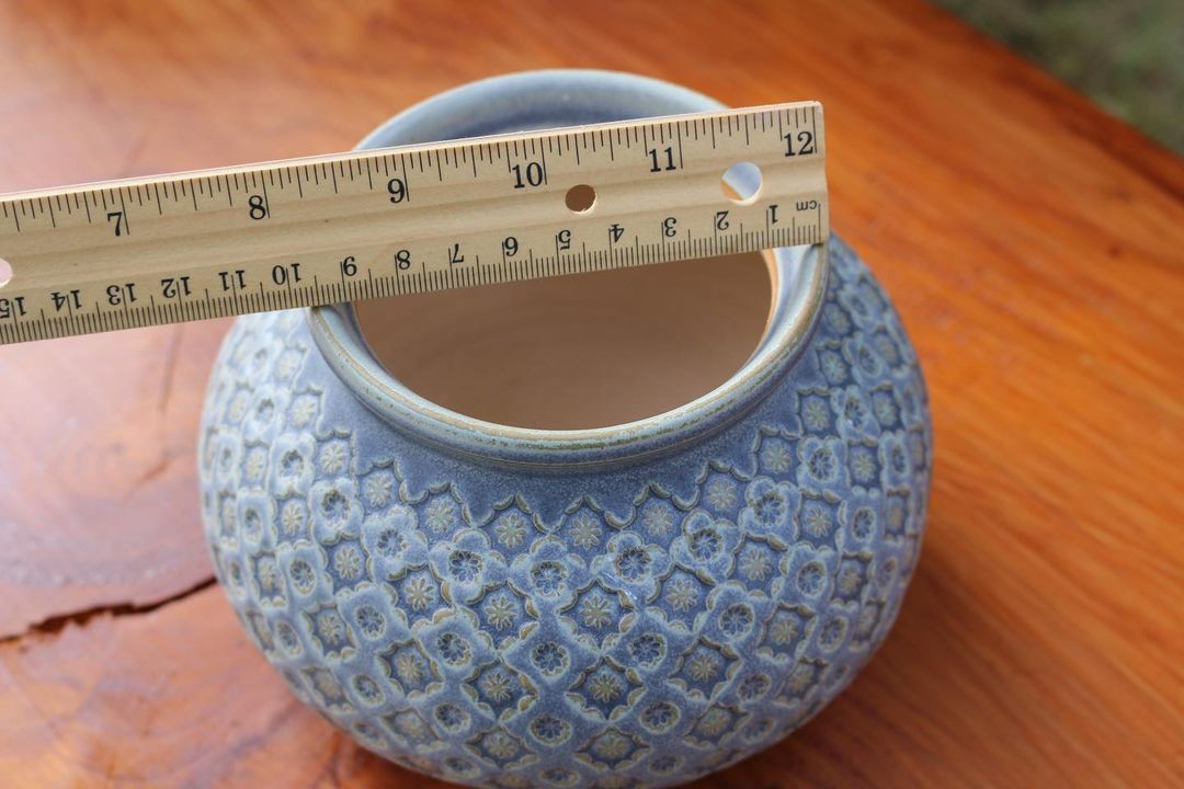Textured Blue Tetragon Pattern Planter