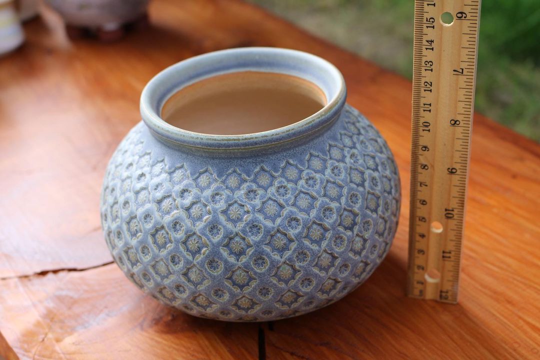 Textured Blue Tetragon Pattern Planter