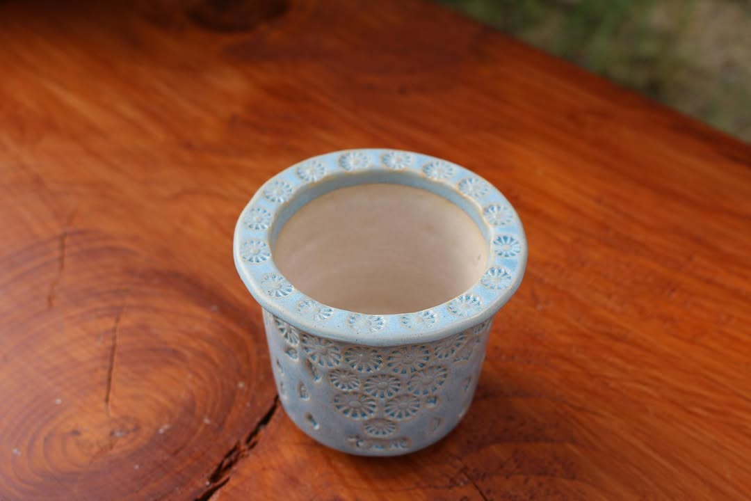 Pastel Blue Daisy Bloom Planter