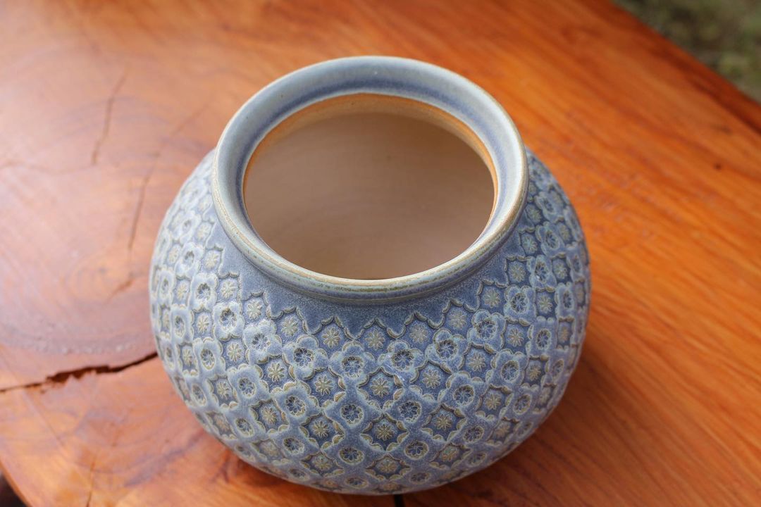 Textured Blue Tetragon Pattern Planter