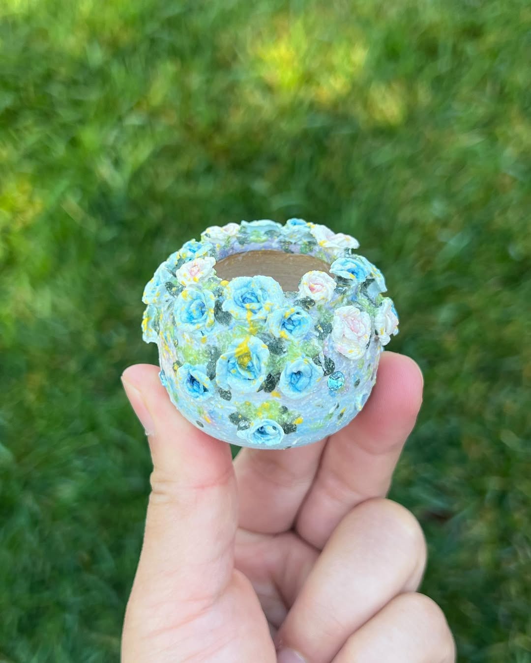 3D Blue Roses Mini Planter