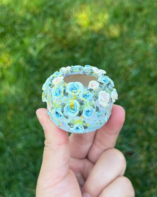 3D Blue Roses Mini Planter
