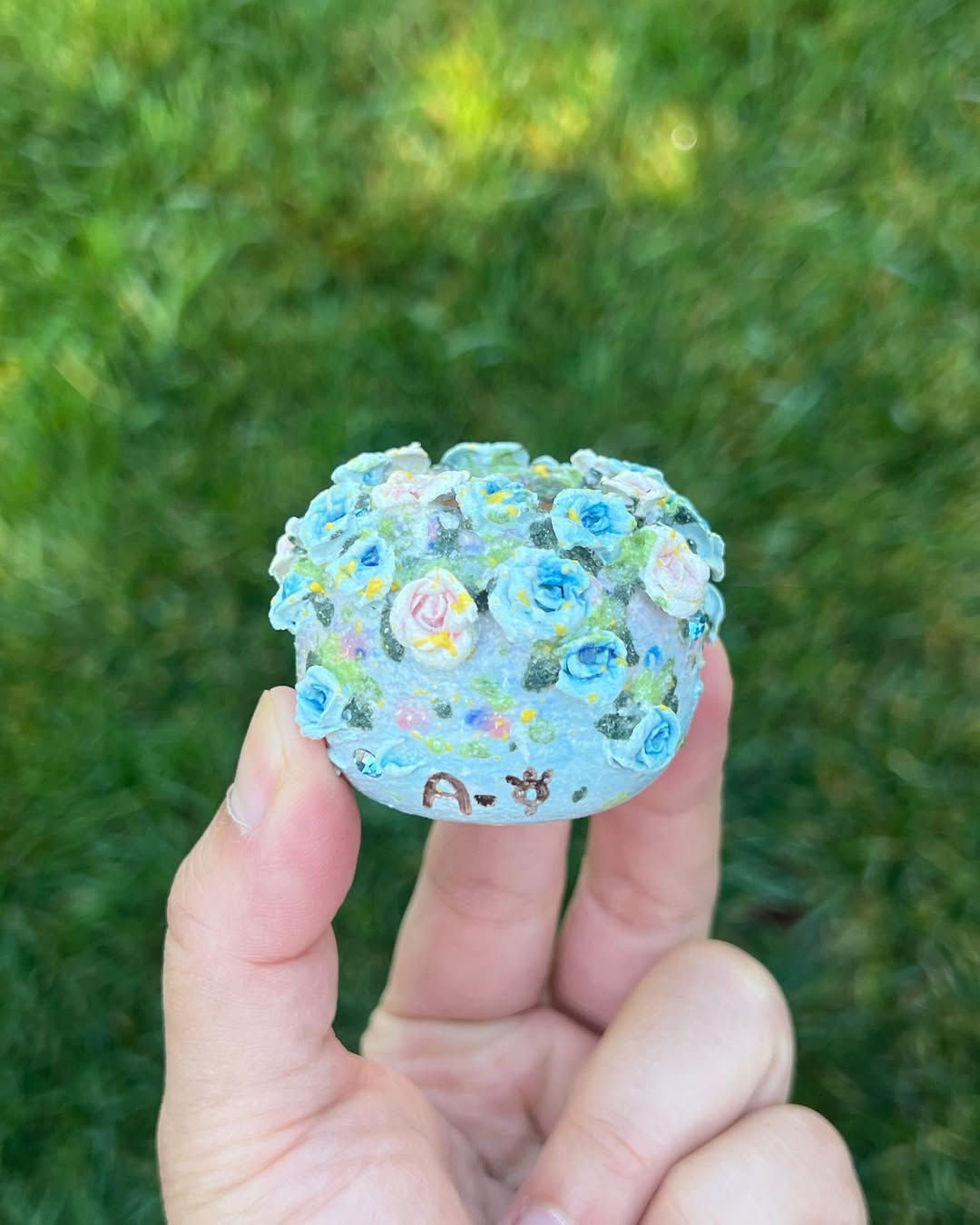 3D Blue Roses Mini Planter