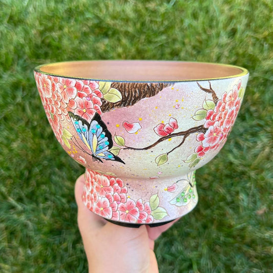 Hand-Painted Cherry Blossom Butterfly Planter