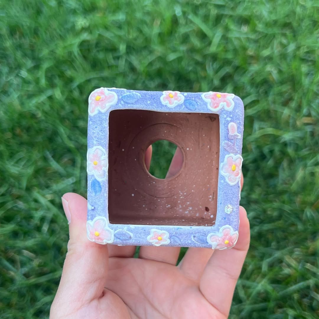 Fenny Purple Flower Cube Planter