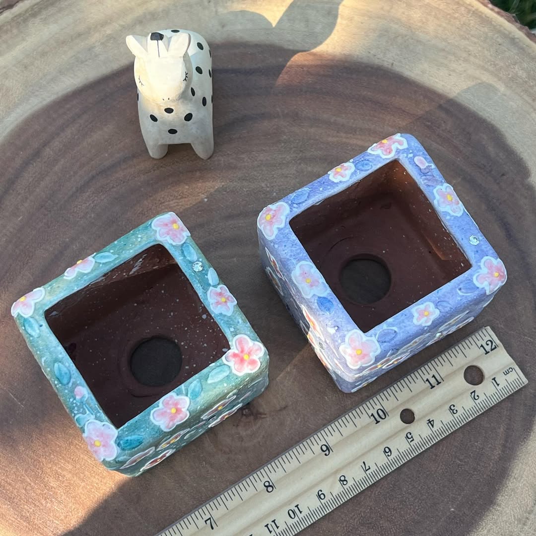 Fenny Purple Flower Cube Planter