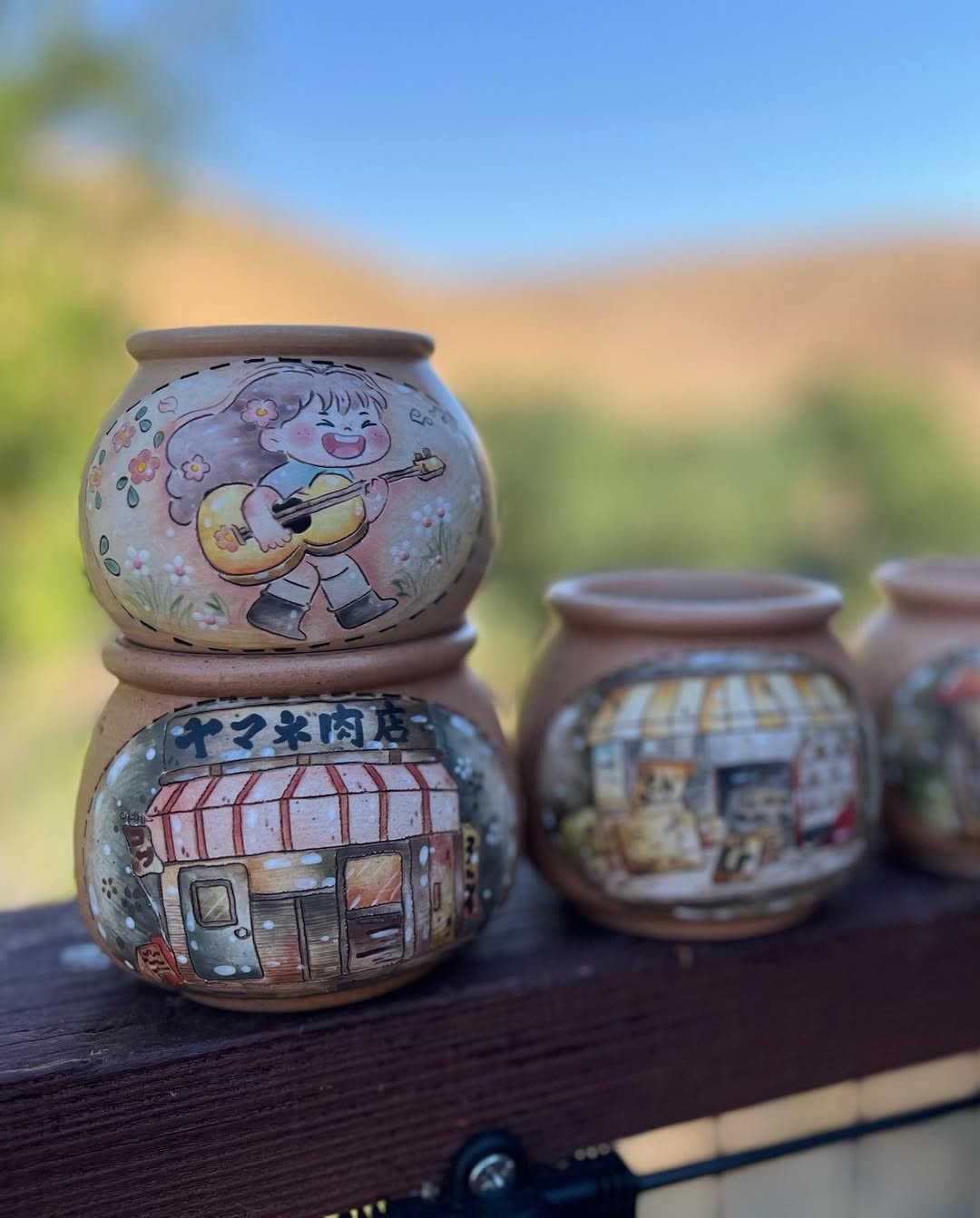 Happy Girl Playing Guitar Planter