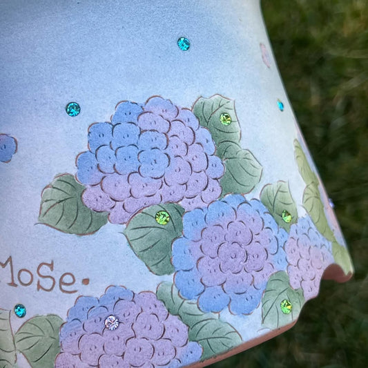 Hand-Painted Kitty Hydrangea Planter