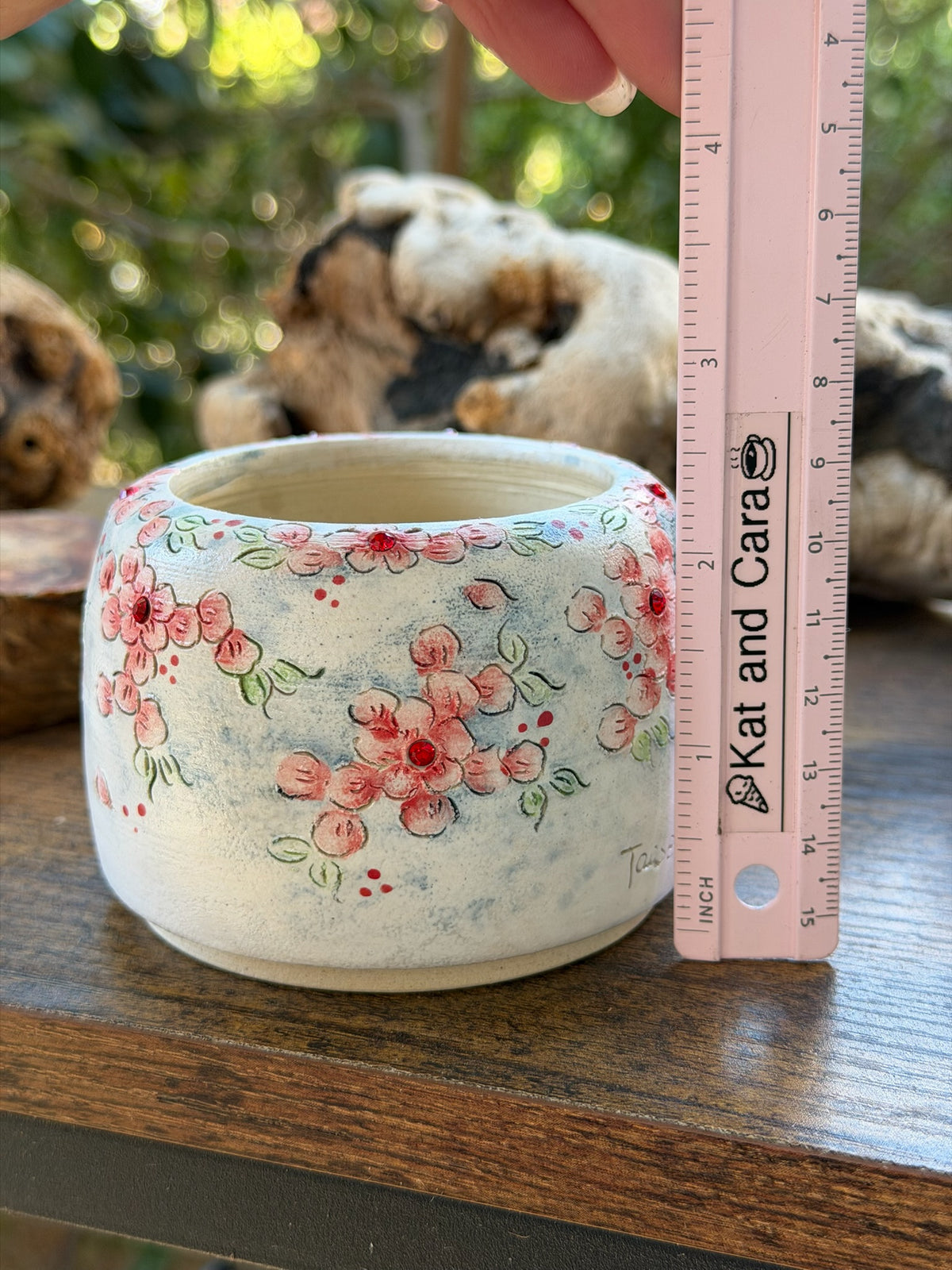 Taos hen Hand Painted Flower pot