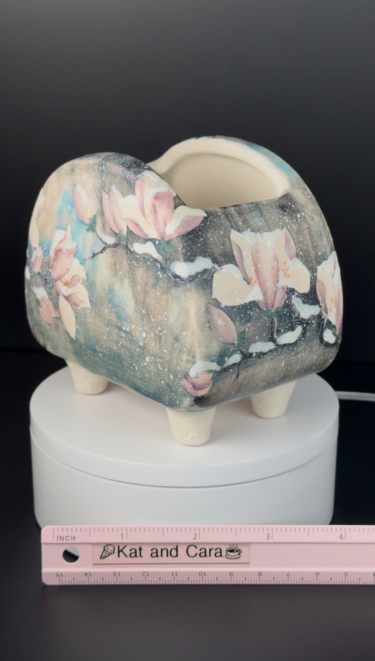 Handpainted Soulangeana Magnolias Saucer flower pot