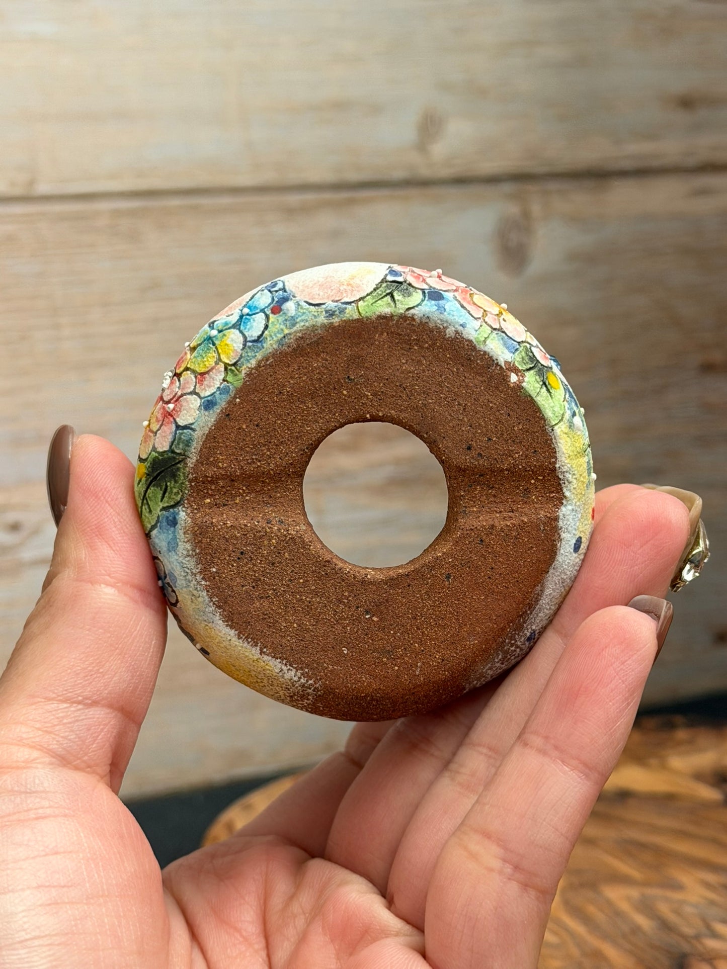 Hand Painted Winged Rabbit Pot with Hydrangeas