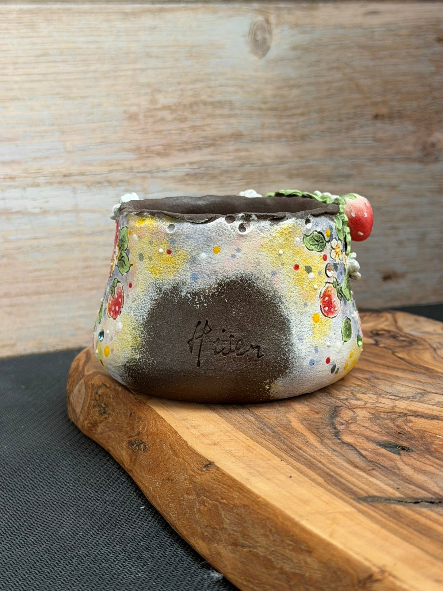 Hand Painted Bunny Eared Girl, Panda and 3D Strawberries
