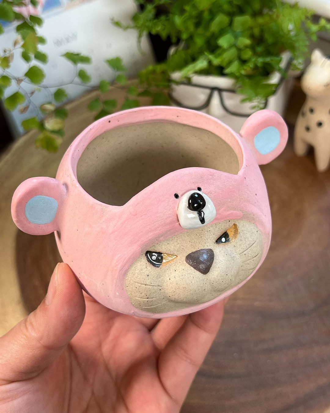 Pink Bear In Disguise- Cat Series Planter