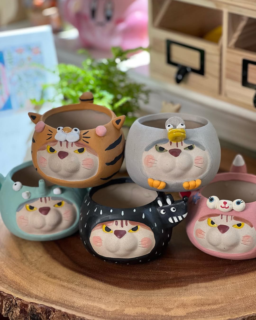 Pink Bear In Disguise- Cat Series Planter