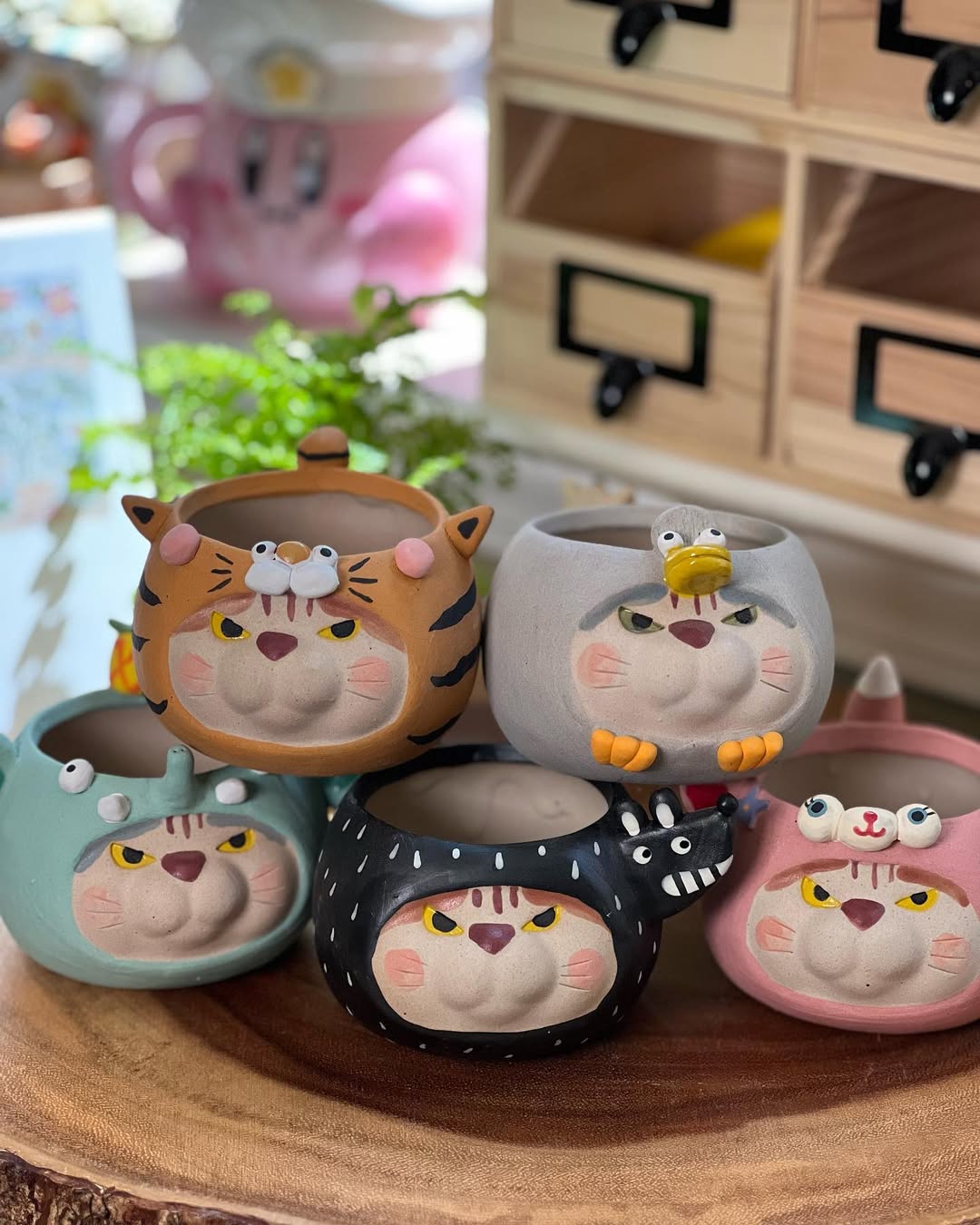 Pink Octopus in Disguise- Cat Series Planter