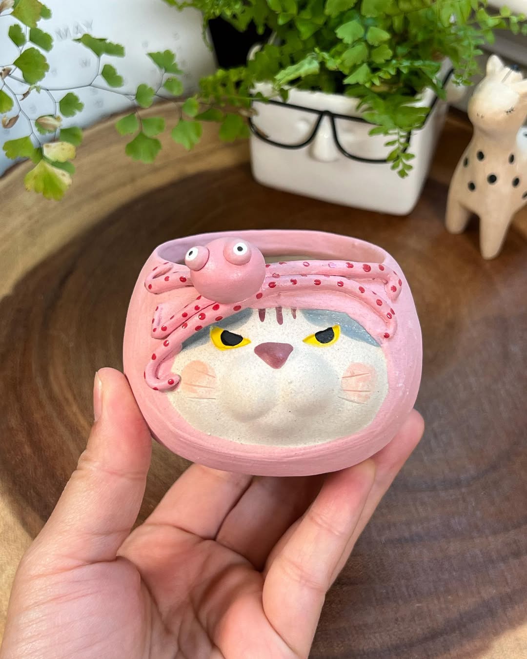 Pink Octopus in Disguise- Cat Series Planter