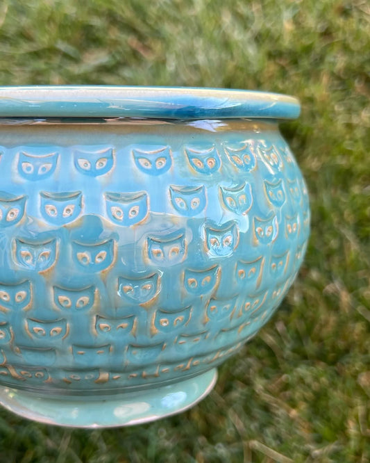 Sky Blue Cat Stamp Pattern Planter