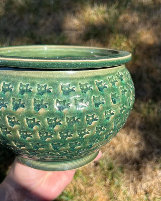 Emerald Kitty Stamp Pattern Planter