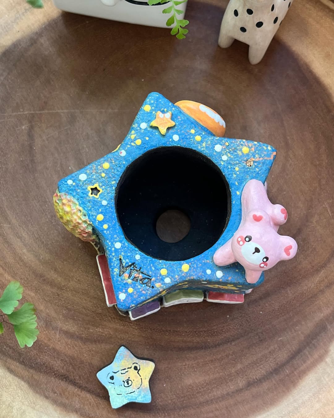 Starry Dreams With Pink Bear Planter