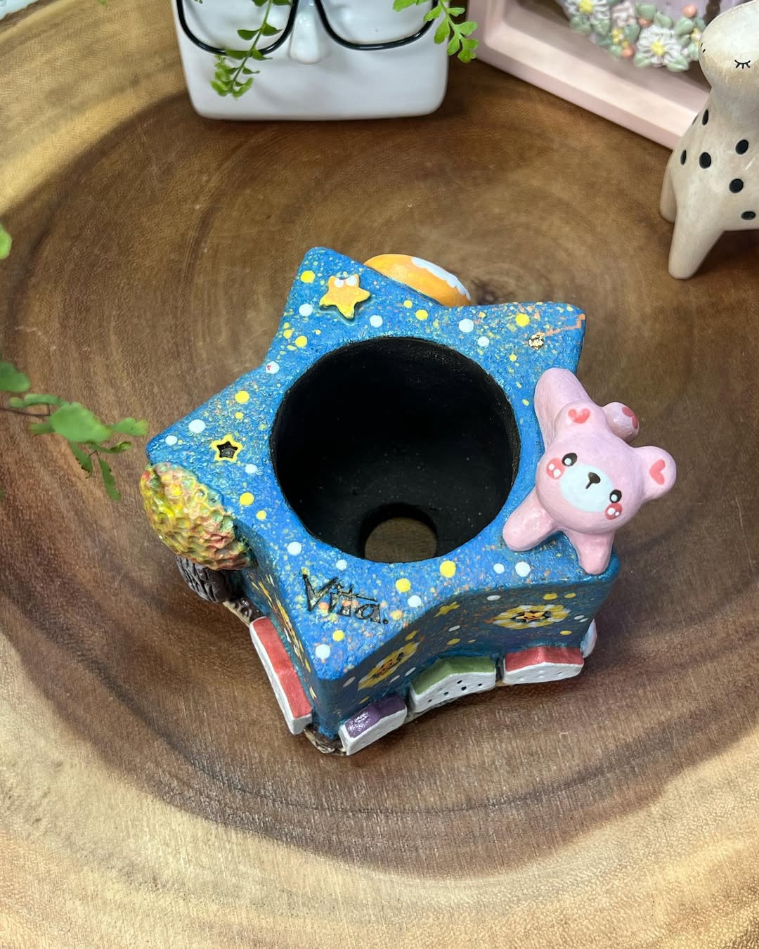 Starry Dreams With Pink Bear Planter