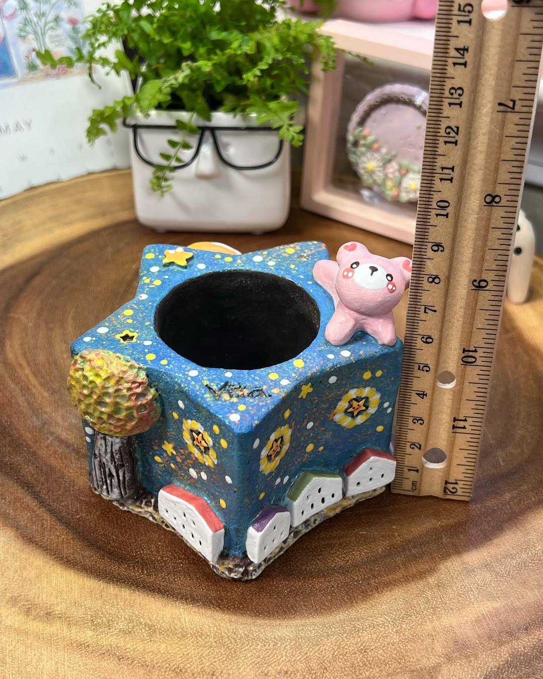 Starry Dreams With Pink Bear Planter