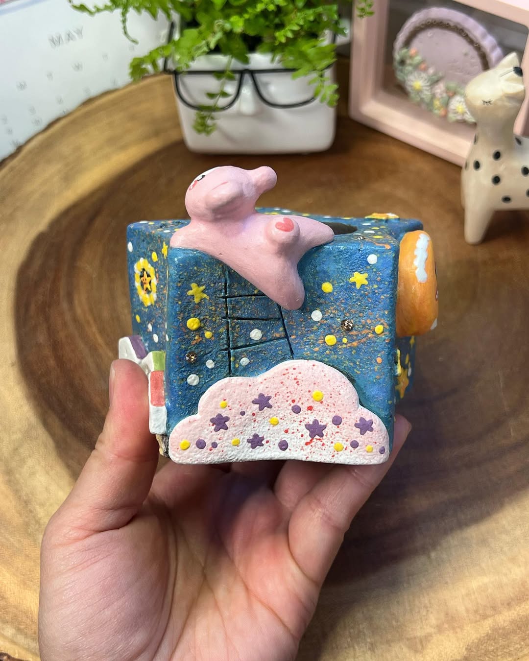 Starry Dreams With Pink Bear Planter