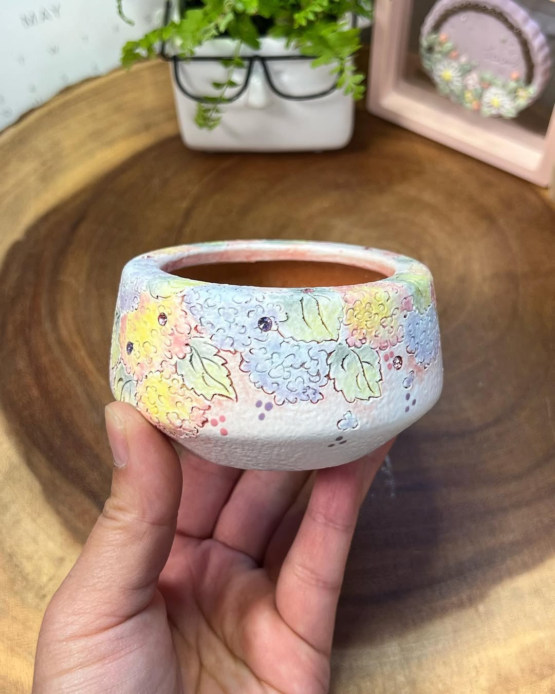 Dreamy Pastel Hydrangea Hand-Painted A Planter