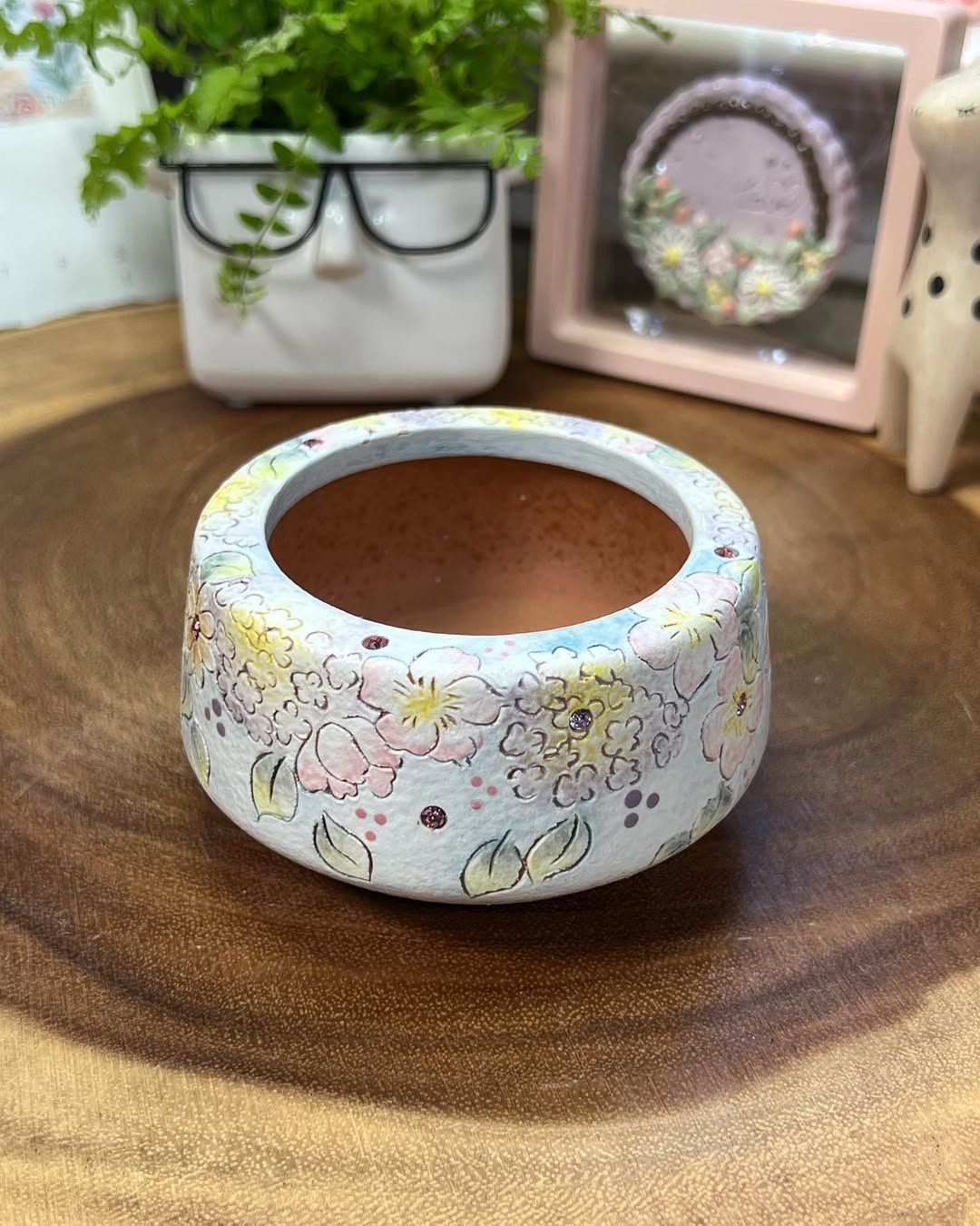 Lavender Daisy Hand-Painted C Planter