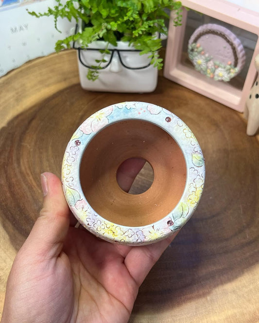 Lavender Daisy Hand-Painted C Planter