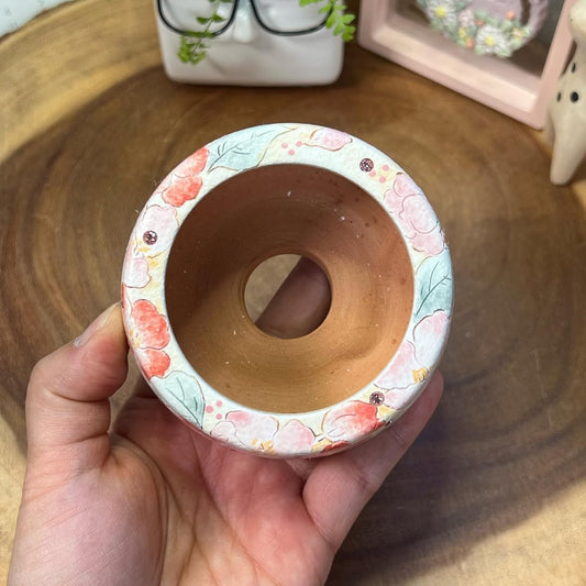 Crimson Blossom Delight Hand-Painted F Planter