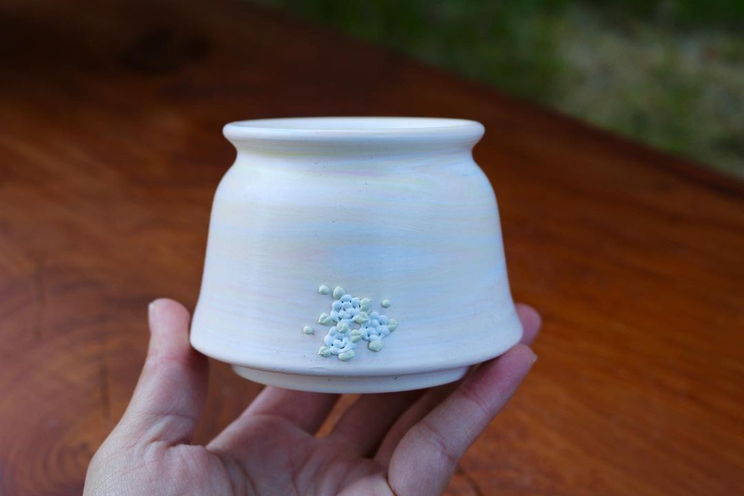 July Classic Pastel White Floral Planter