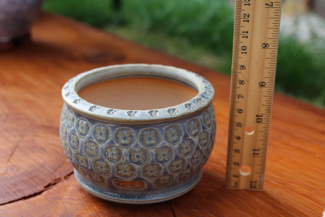 Rustic Blue Clover Pattern Planter